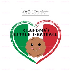 Download digital da pequena almôndega da vovó, arquivo PNG, design para imprimir e cortar, projeto DIY fácil, presente de bebê neutro de gênero italiano