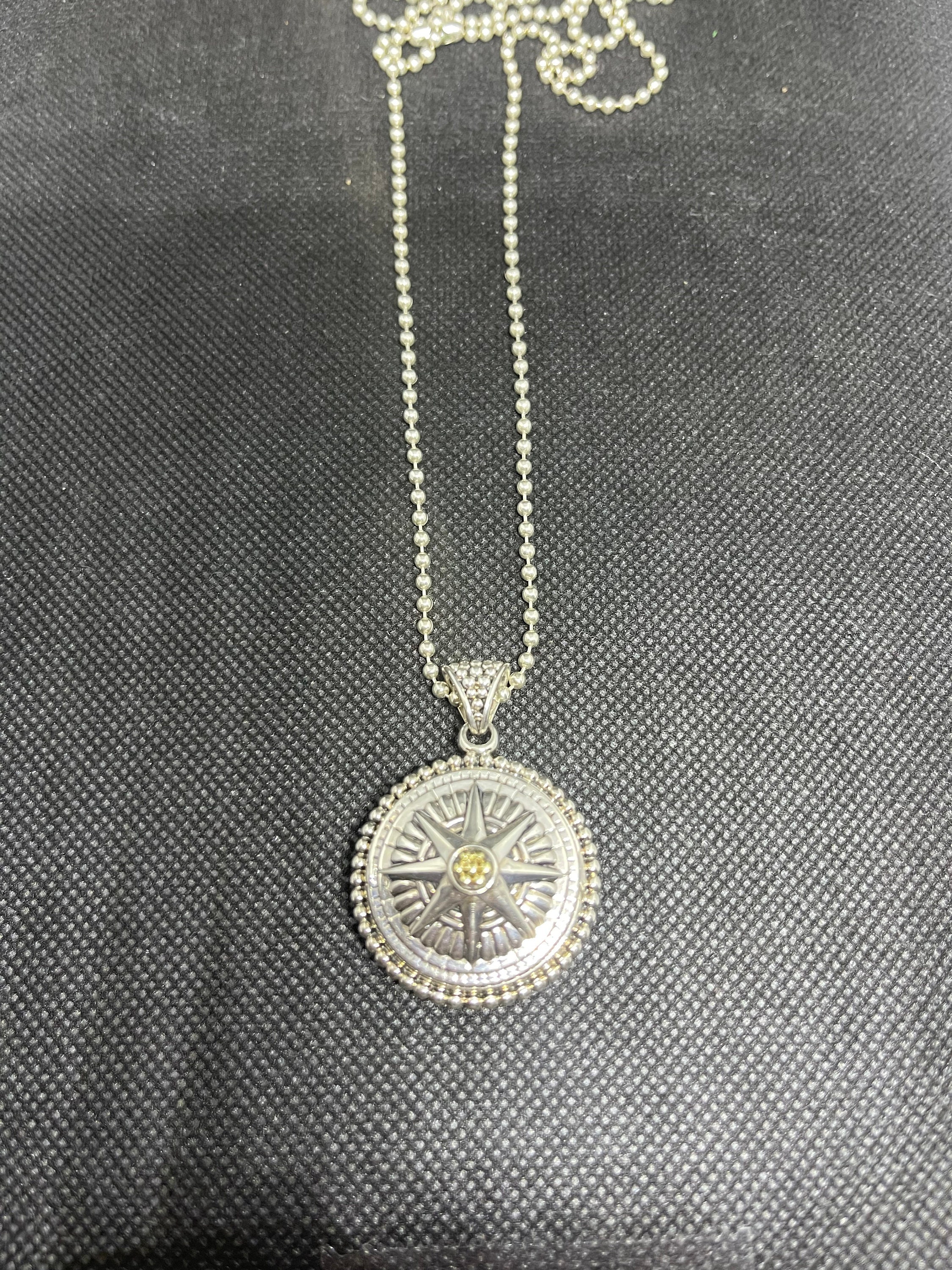 Lagos 18k Sterling Signature Caviar Compass Necklace Etsy