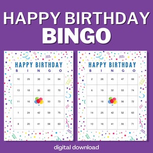 数字を使ったハッピーバースデービンゴ - ユニークなカード 100 枚 - デジタルダウンロード