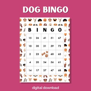 Hondenliefhebbersbingo | 100 afdrukbare kaarten | Hondenthema | Direct digitaal downloaden | Pawsome gezelschapsspel