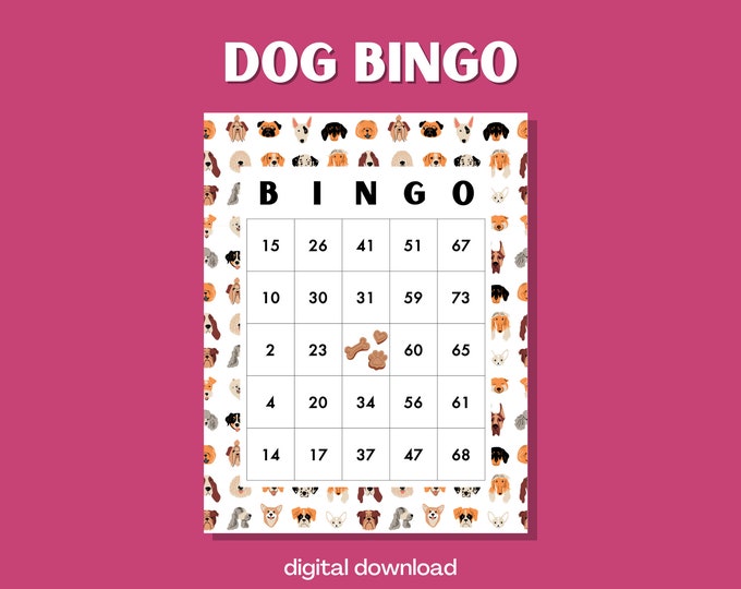 Dog Lover's Bingo | 100 Printable Cards | Canine Theme | Instant Digital Download | Pawsome Party Game
