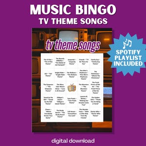 Bingo avec chansons thématiques pour la télévision - 30 cartes avec des thèmes d'émissions de télévision emblématiques
