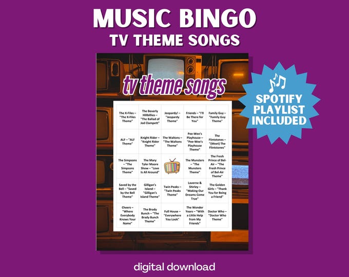 TV Theme Songs Bingo – 30 Cards Featuring Iconic TV Show Themes