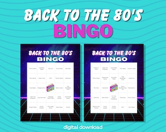 1980's Bingo - Back to the 80's - Up to 30 Players - 30 Unique Cards - Digital Download