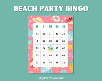 Beach House Party Bingo | 100 Digital Cards | Beachy Theme | Instant Download | Fun Summer Game