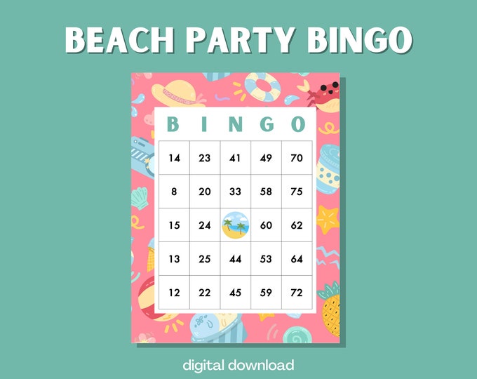 Beach House Party Bingo | 100 Digital Cards | Beachy Theme | Instant Download | Fun Summer Game