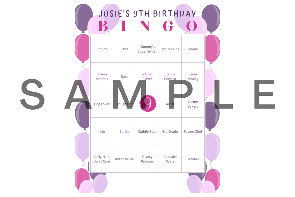 Customized Bingo Cards Set of 30 Cards Digital Download Etsy