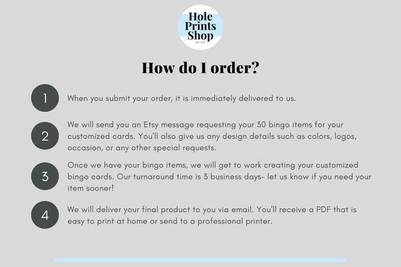 Customized Bingo Cards Set of 30 Cards Digital Download Etsy