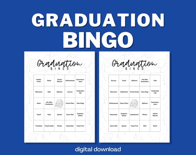 Graduation Party Bingo Game - Fun and Celebratory Graduation Activity - 30 Unique Cards - Digital Download