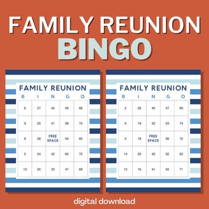 Family Reunion Bingo with Numbers - 100 Unique Cards - Digital Download