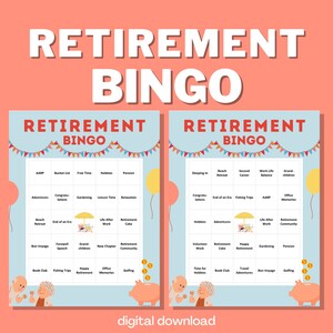 Juego de bingo de fiesta de jubilación con palabras - Actividad de fiesta de jubilación - 30 cartas únicas - Descarga digital