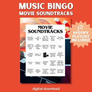 Movie Soundtracks Bingo – 30 Cards Featuring Soundtracks from Iconic Film Hits