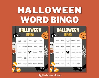 Halloween Word Bingo - Spooky Bingo Game - 30 Unique Cards