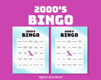 Bingo uit de jaren 2000 - Vol nostalgie uit de jaren 2000 - Maximaal 30 spelers - 30 unieke kaarten - Digitale download