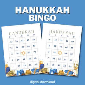 Hanukkah Bingo with Numbers - 100 Unique Cards - Star Design - Digital Download