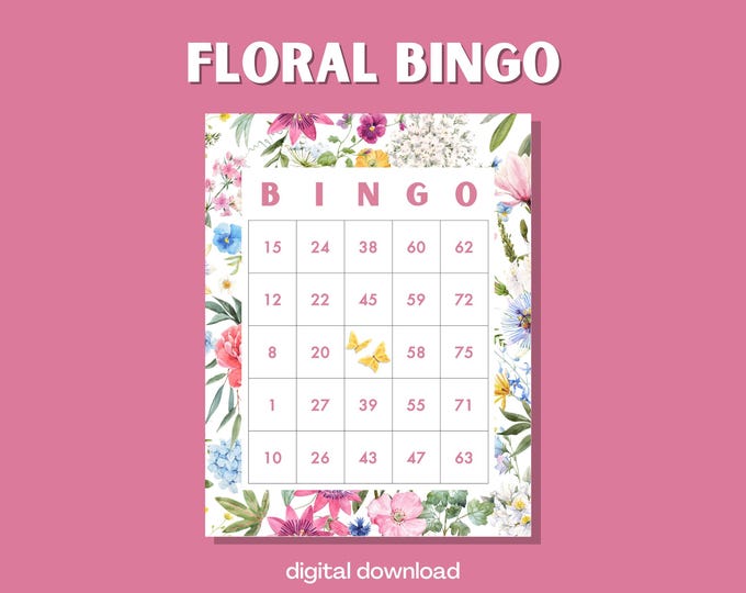 Spring Floral Bingo: Festive Game for Tea Parties, Celebrations - 100 Cards with Traditional Bingo Numbers