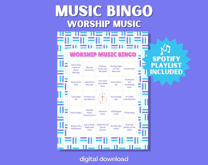 Worship Music BINGO – 30 Bingo Cards with Classic Hymns & Gospel Favorites for Church Events, Bible Study and more