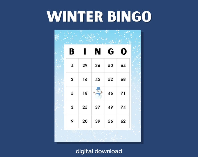 Winter Bingo Game | 100 Digital Cards | Cozy Winter Theme | Instant Download | Fun Family Activity