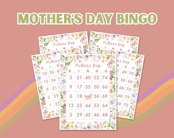 Mother’s Day Floral | Number Bingo Game Printable | 100 Unique Cards