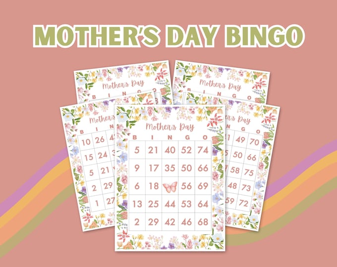 Mother’s Day Floral | Number Bingo Game Printable | 100 Unique Cards