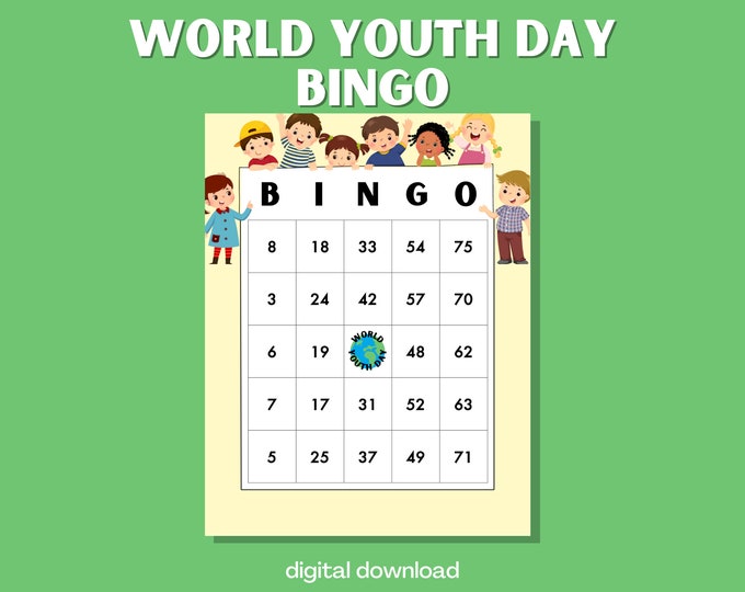 World Youth Day Theme Bingo Game - Fun Activity for All Ages - Perfect for Celebrations and Gatherings - Instant Download