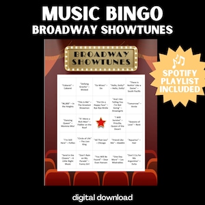 Broadway Showtunes Musik Bingo Spiel - 30 Einzigartige Karten mit Mitsing-Spielelist für Theaterliebhaber
