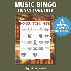 Bingo musical Honky Tonk Hits - 30 cartes d'hymnes country classiques