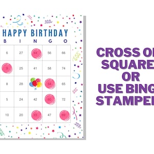 Happy Birthday Bingo With Numbers - 100 Unique Cards - Digital Download ...