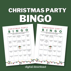 Christmas Party Bingo &quot;Find Someone Who&quot; - 30 Unique Cards - Lights Design - Digital Download