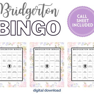 Bridgerton Bingo - 30 Unique Cards - Digital Download - Call Sheet Included - Bridgerton Party Game