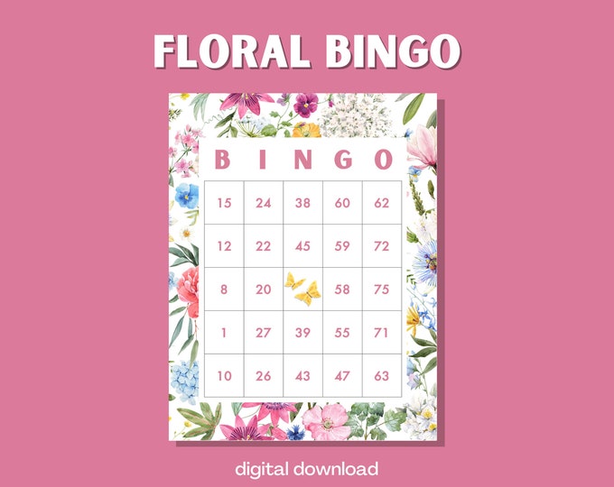 Spring Floral Bingo: Festive Game for Tea Parties, Celebrations & Family Fun - 100 Cards Included