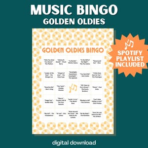 Gioco del Bingo con la musica Golden Oldies / Bingo cantabile / 30 carte uniche con playlist Spotify