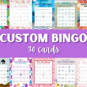 30 personalisierte digitale Bingokarten zum Feiern: Geburtstage, Hochzeiten, Promotionen, Partys und mehr
