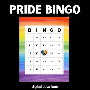 Jogo de Bingo Orgulho | 100 Cartões Exclusivos com Tema Vibrante do Orgulho | Download Digital Instantâneo | Atividade Divertida e Inclusiva para Festas