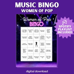 Frauen der Popmusik Bingo Spiel | Mitsing-Bingo | 30 Einzigartige Karten mit Etsy Playlist