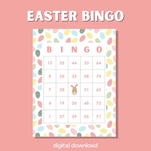 Juego de bingo con temática de Pascua / Lindo diseño de huevo de Pascua / Diversión para todas las edades / Ideal para celebraciones de Pascua o noches de juegos familiares