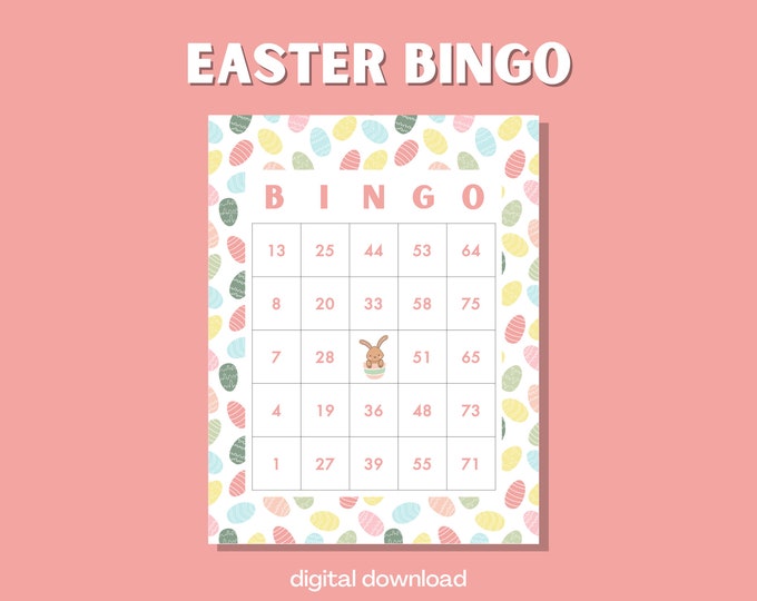 Easter Themed Bingo Game | Cute Easter Egg Design | Fun for All Ages | Ideal for Easter Celebrations or Family Game Night