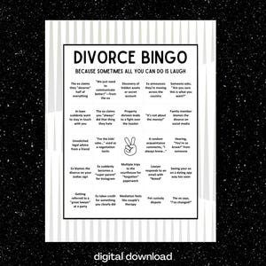 Humorvolles Scheide-Bingo: 10 personalisierbare Karten zum Bewältigen und Feiern - sofortiger digitaler Download