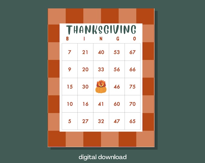 Thanksgiving Bingo Game | 100 Unique Cards with Orange Design | Instant Digital Download