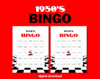 1950er Jahre Bingo Spiel: 30 Einzigartige Nostalgische Karten (Digitaler Download)