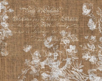 Floral Burlap - Roycycled Decoupage Paper