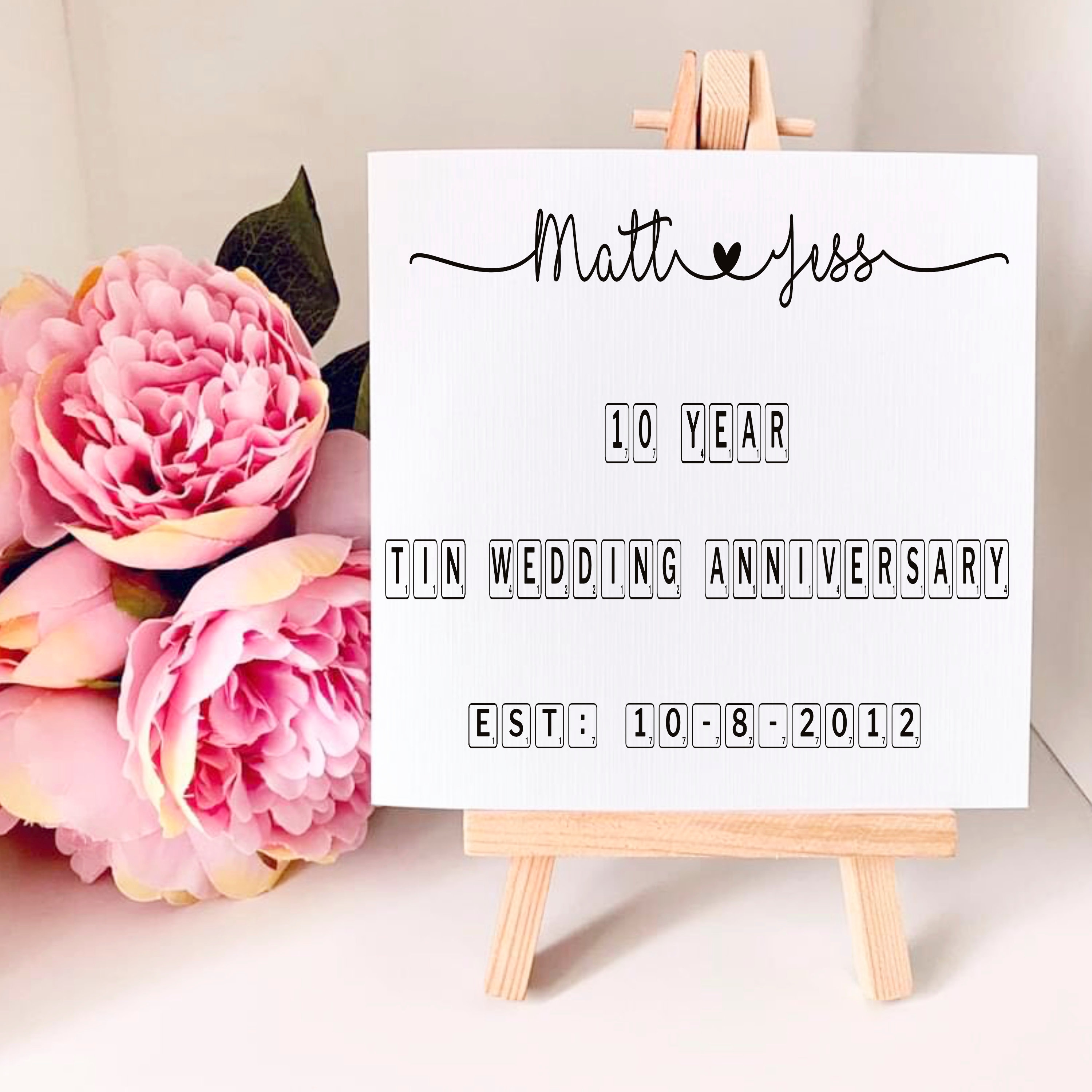 Personalised 10th Tin Anniversary Biscuit Cake Tin, Tenth Wedding