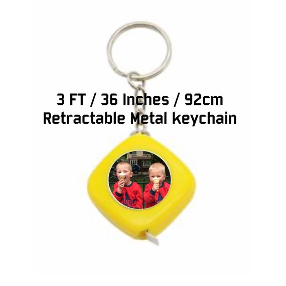 Personalised Photo Tape Measure Keyring Metal Crafters Tape 