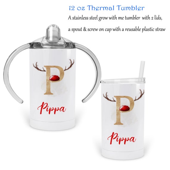 Personalized adult and baby tumbler sippy cup set - Fathers day gift set