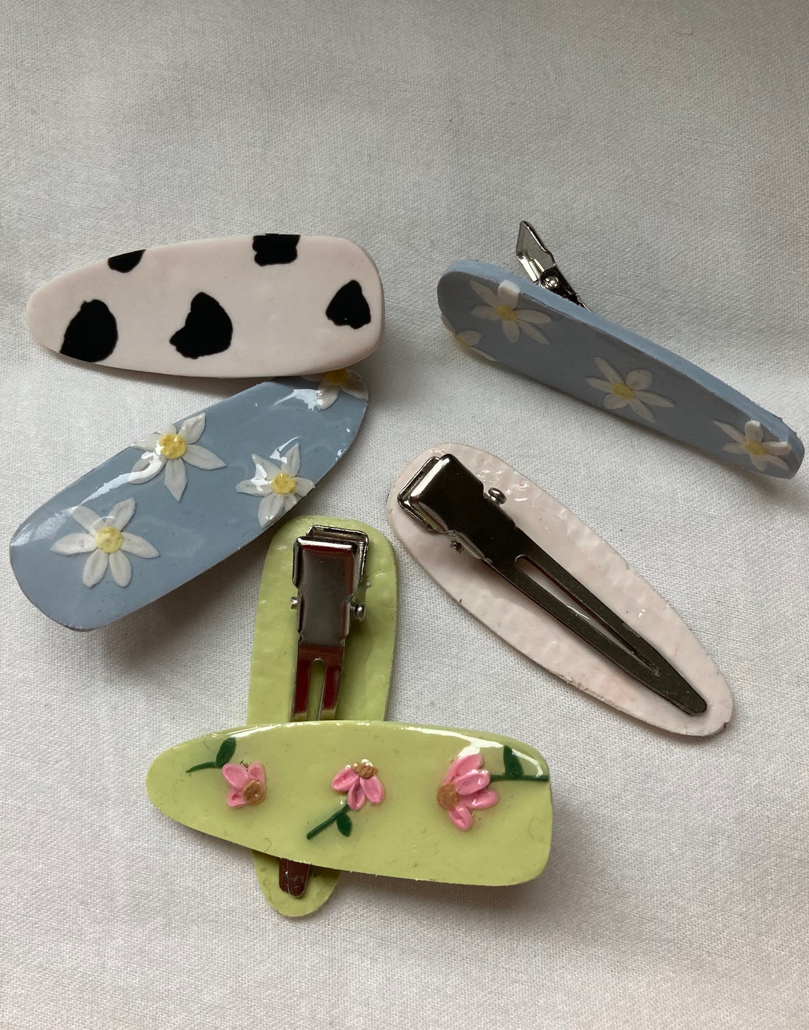 Clay hair clips Etsy
