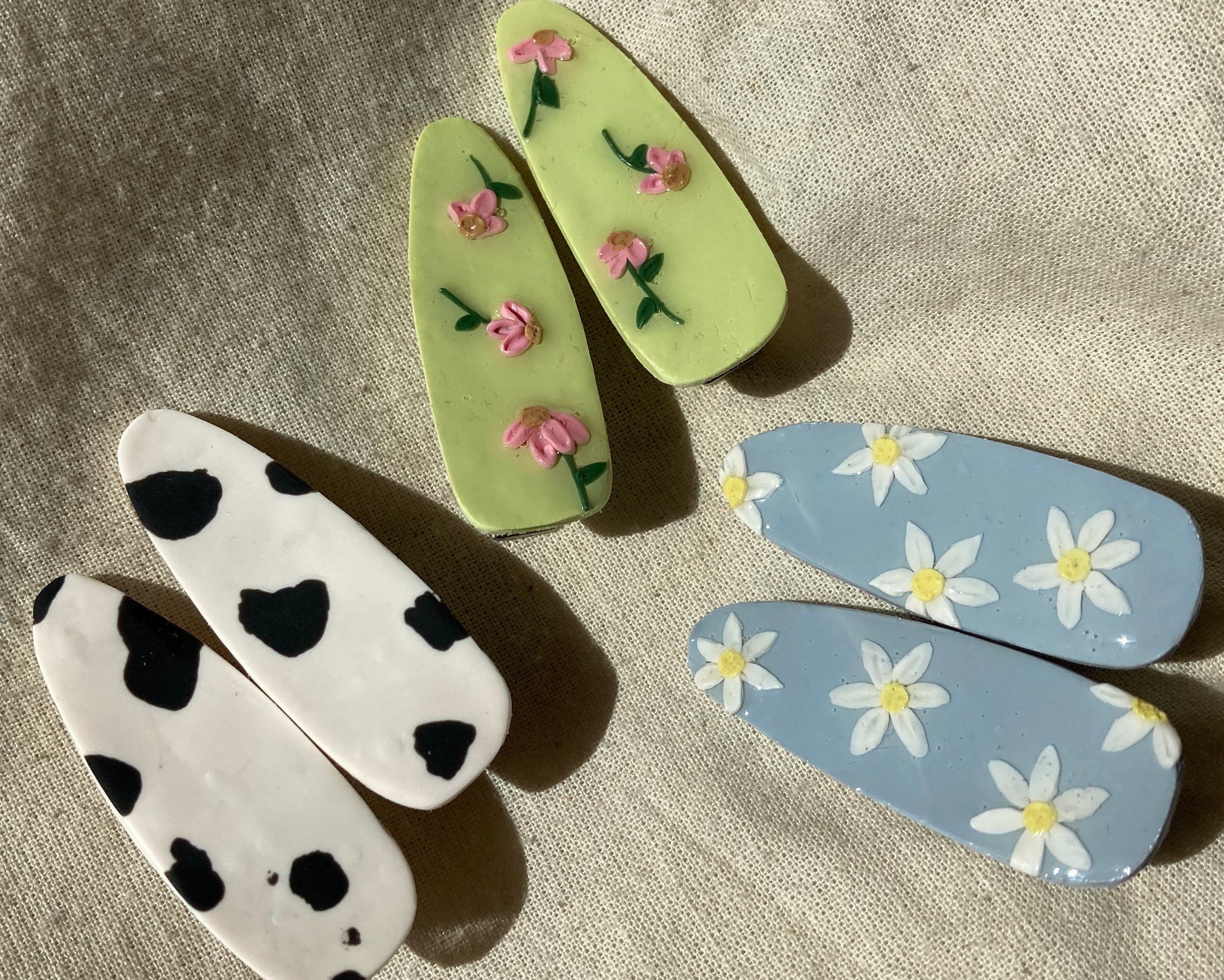 Clay hair clips Etsy