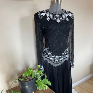 Vintage Beaded Silk Christmas Blouse