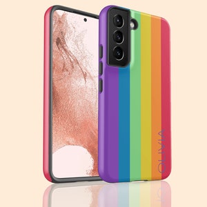 Personalized LGBTQ Rainbow Name Custom Galaxy S25 Plus Case, Pride Flag Case for Galaxy S24 Ultra, S23, S22, S21, S20, S10, Note 20 Ultra