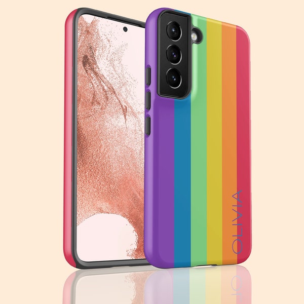 Custodia personalizzata per Galaxy S24 Plus con nome arcobaleno LGBTQ, custodia con bandiera Pride per Galaxy S23 Ultra, S22, S21, S10, S9, Nota 20, 10, 9