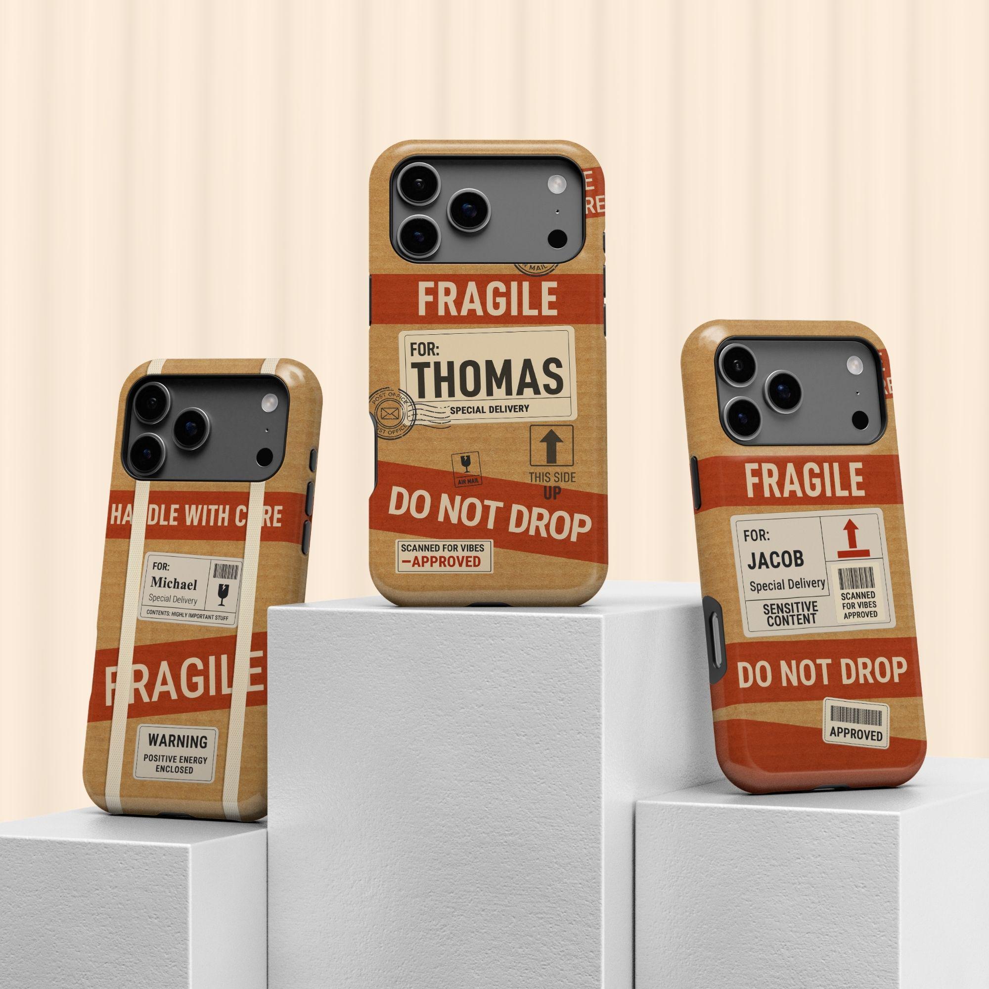 Personalized Handle With Care iPhone 17 Air Case, Custom Fragile